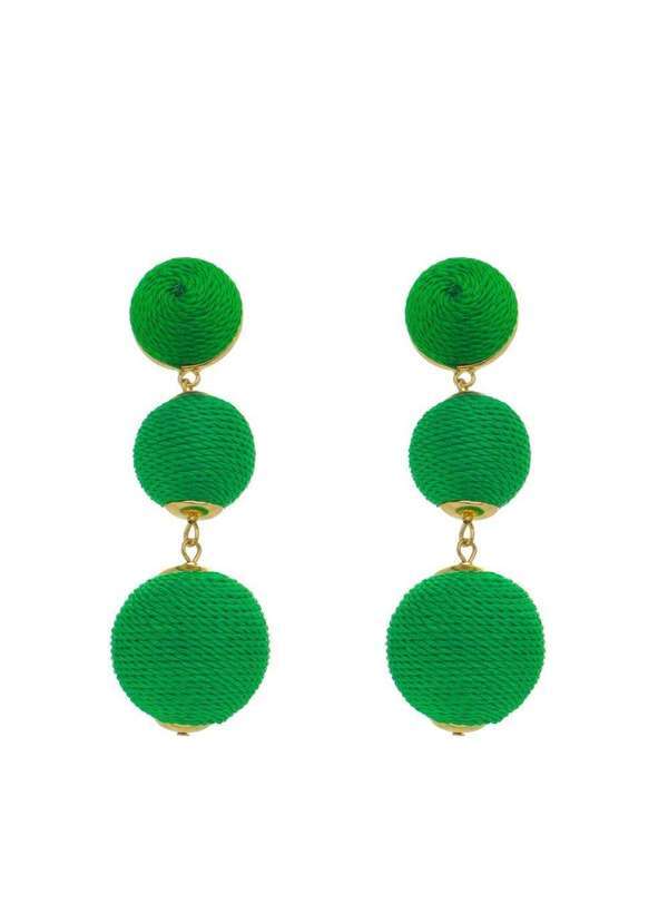 Piuka - Brinco Bolas Fio Verde Bandeira Maria Elimia Dourado