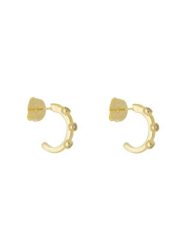 Piuka - Brinco de Argola P Zirconia Folheada a Ouro 18k Dourado