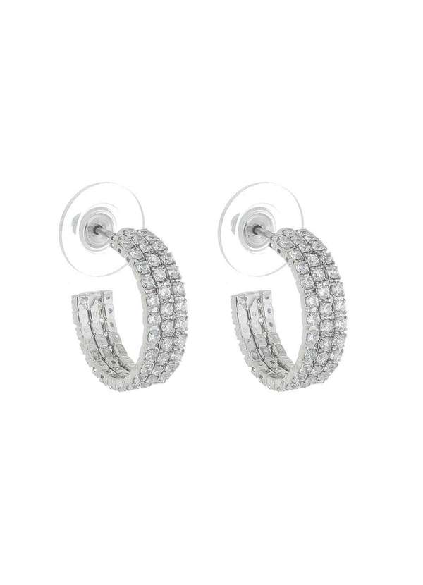 Piuka - Brinco de Argola P Zirconia Folheado em Rodio Branco Prata