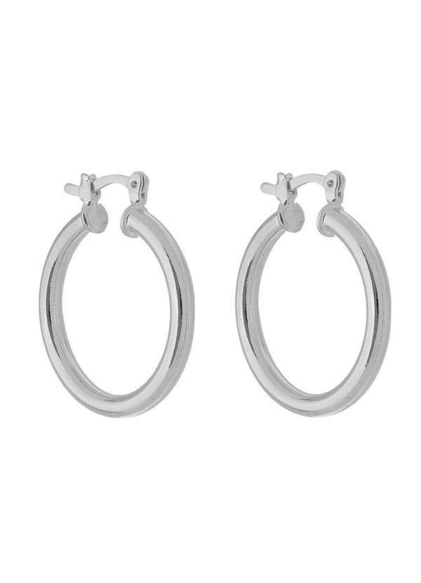 Piuka - Brinco de Argola Tubo G Folhedo em Rodio Branco Prata