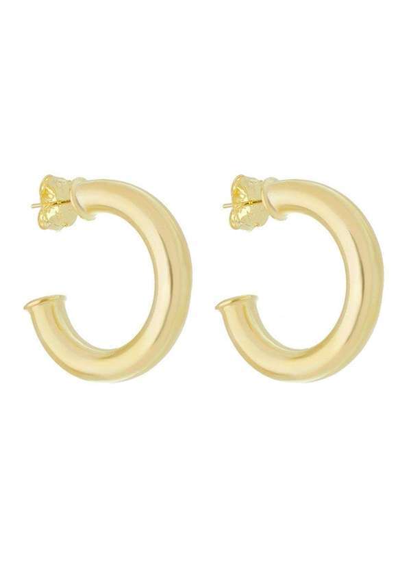 Piuka - Brinco de Argola Tubo Lele G Folheado a Ouro 18k Dourado