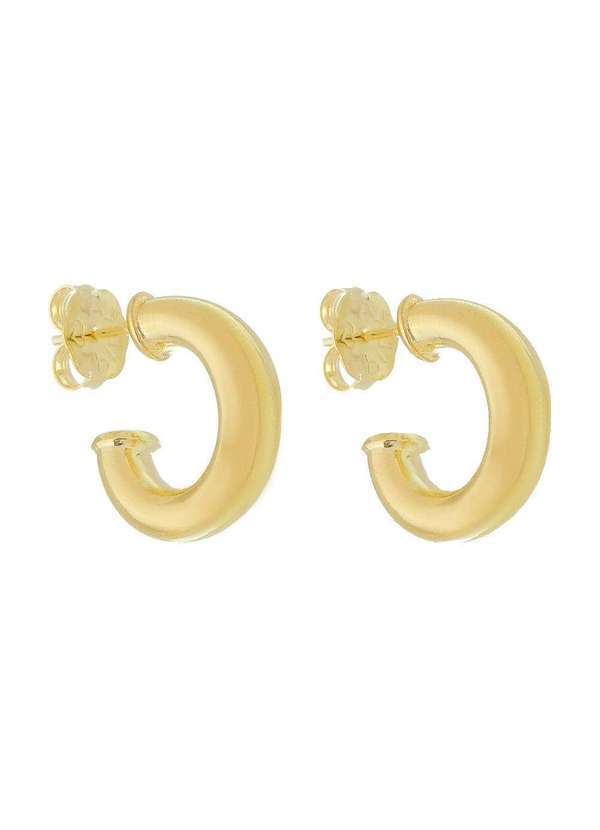 Piuka - Brinco de Argola Tubo Lele P Folheado a Ouro 18k Dourado
