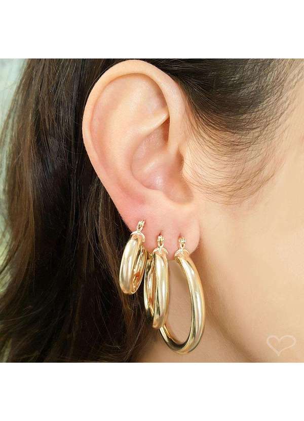 Piuka - Brinco de Argola Tubo P Folheada a Ouro 18k Dourado 2