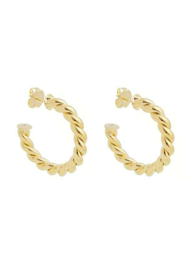 Piuka - Brinco de Argola Tubo Torcido Camila G Folheado a Ouro 18k Dourado