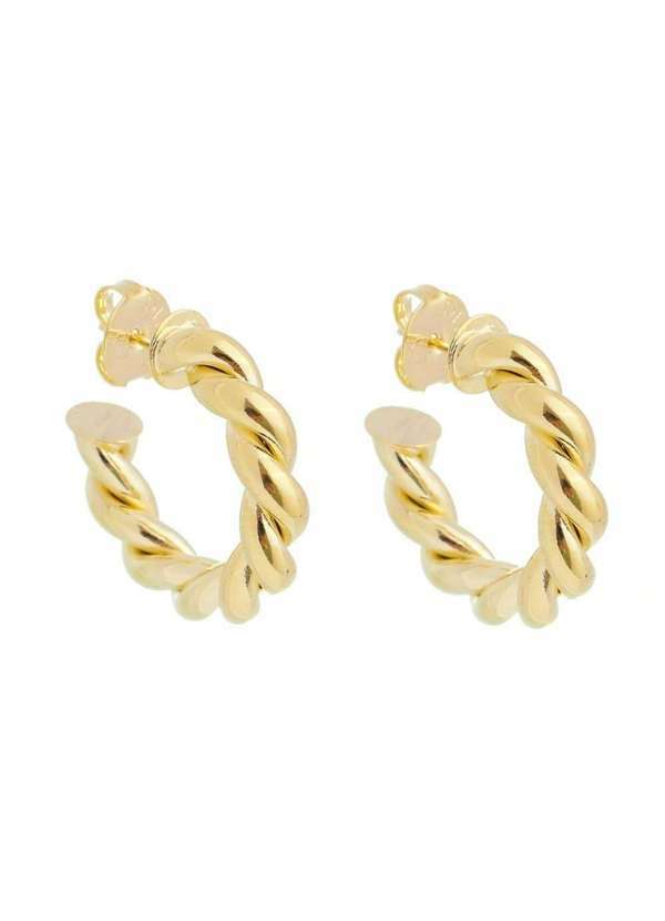 Piuka - Brinco de Argola Tubo Torcido Camila M Folheado a Ouro 18k Dourado