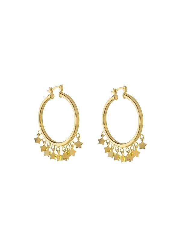 Piuka - Brinco de Argola Yasmin Estrelas Folheado a Ouro 18k Dourado