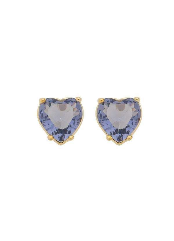Piuka - Brinco de Coracao Zirconia Tanzanita Folheada a Ouro 18k Dourado