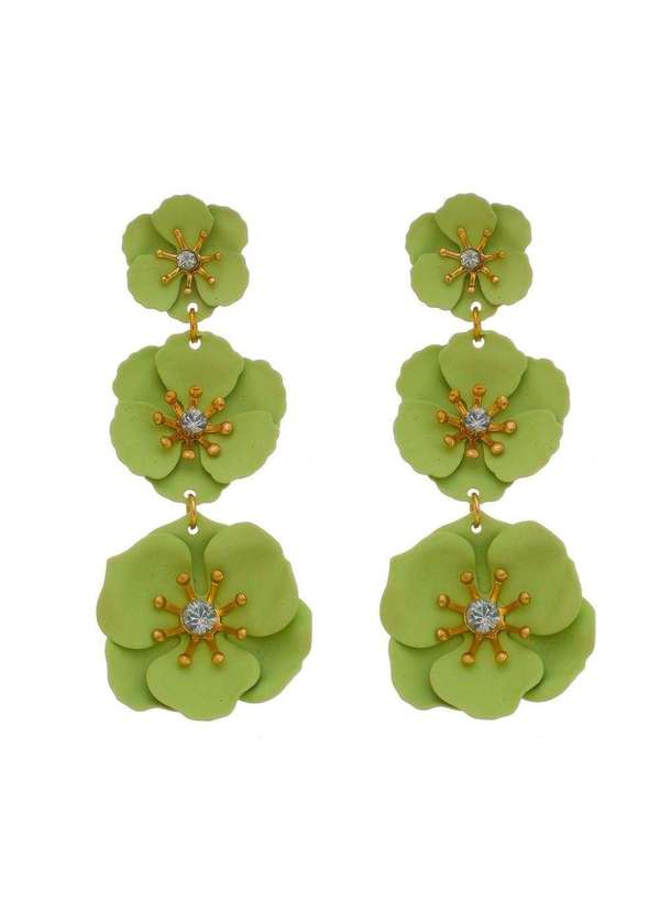 Piuka - Brinco de Flor Malva Verde Verde