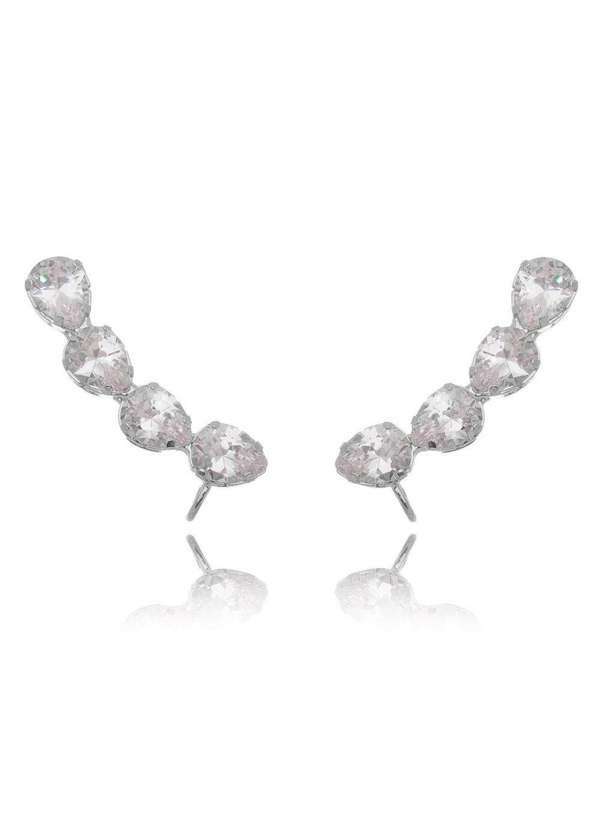 Piuka - Brinco Ear Cuff Callie Gotas Zirconia Folheado em Rodio Branco Prata