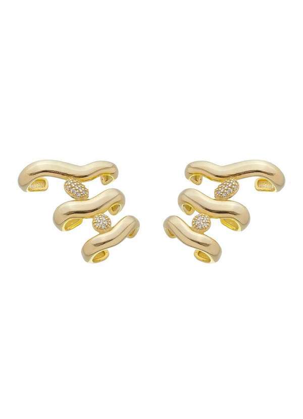 Piuka - Brinco Ear Cuff Zoe Zirconias Folheado a Ouro 18k Dourado