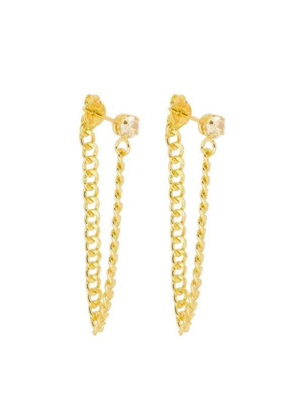 Piuka - Brinco Ear Line Yara P Ponto de Luz Zirconia Folheado a Ouro 18k Dourado