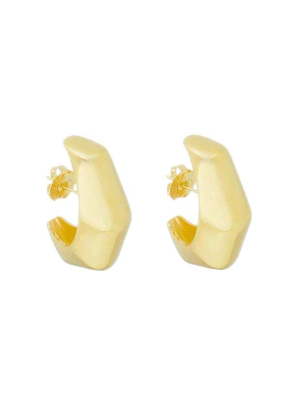 Piuka - Brinco Geometrico Metal Liso Folheada a Ouro 18k Dourado