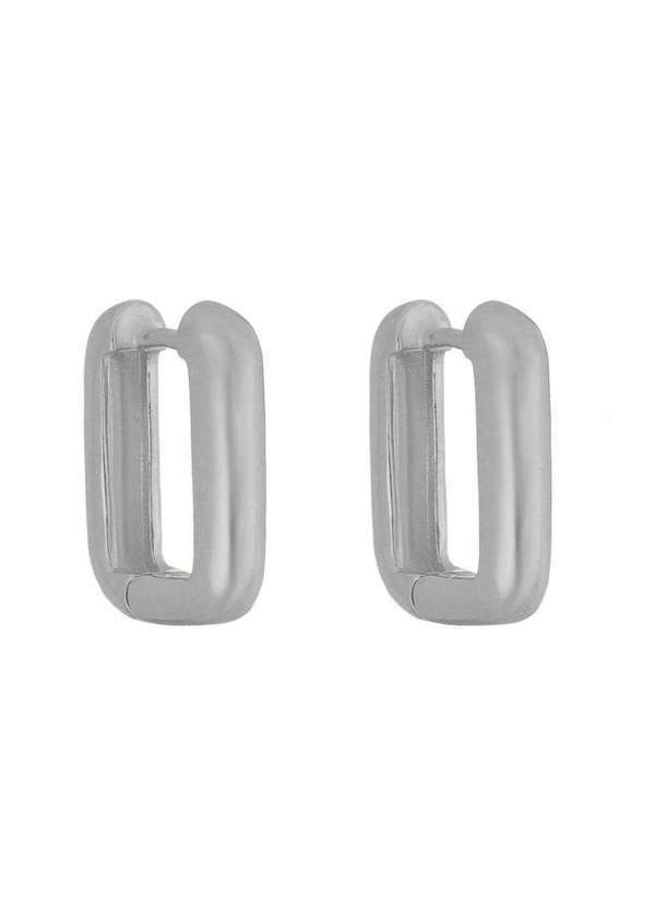 Piuka - Brinco M Retangular Folheado em Rodio Branco Prata
