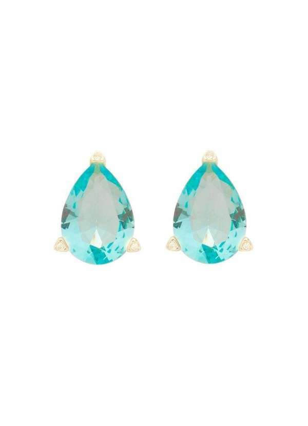 Piuka - Brinco Maria Sophia Gota Zirconia Acqua Folheado a Ouro 18k Dourado