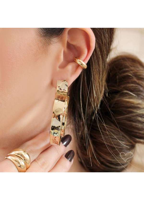 Piuka - Brinco Nick Argola Dupla Texturizada Folheado a Ouro 18k Dourado 2