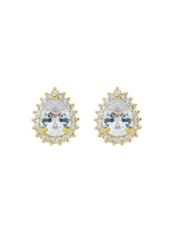 Piuka - Brinco Nina Gota Zirconia Folheada a Ouro 18k Dourado