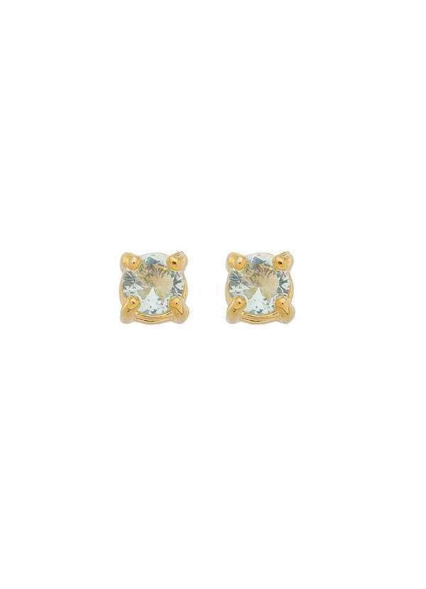 Piuka - Brinco Ponto de Luz Annie P Zirconia Acqua Folheado a Ouro 18k Dourado