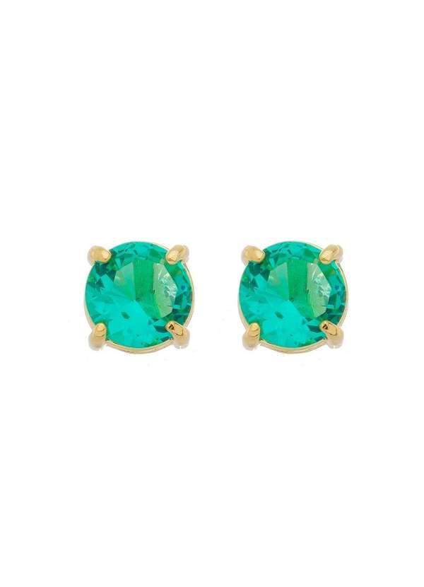 Piuka - Brinco Ponto de Luz G Zirconia Turmalina Folheada a Ouro 18k Dourado