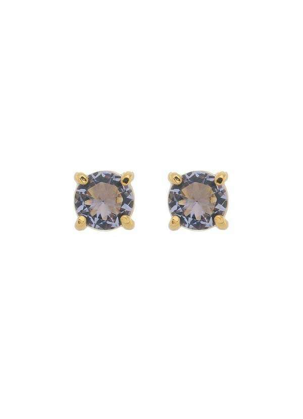 Piuka - Brinco Ponto de Luz M Zirconia Tanzanita Folheada a Ouro 18k Dourado