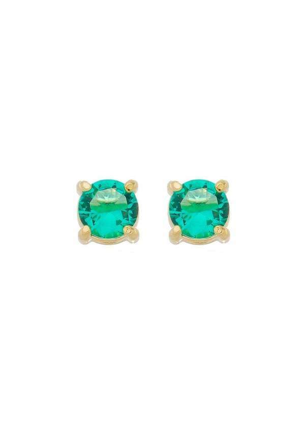 Piuka - Brinco Ponto de Luz M Zirconia Turmalina Folheada a Ouro 18k Dourado