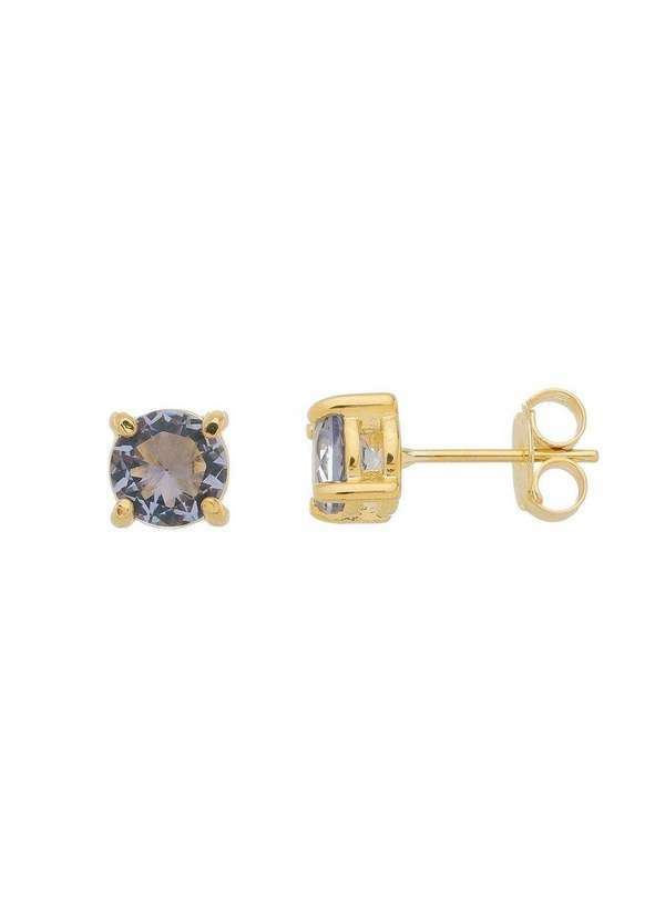 Piuka - Brinco Ponto de Luz P Zirconia Tanzanita Folheada a Ouro 18k Dourado