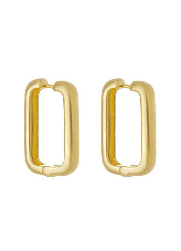 Piuka - Brinco Retangular Helena Lisa G Folheado a Ouro 18k Dourado