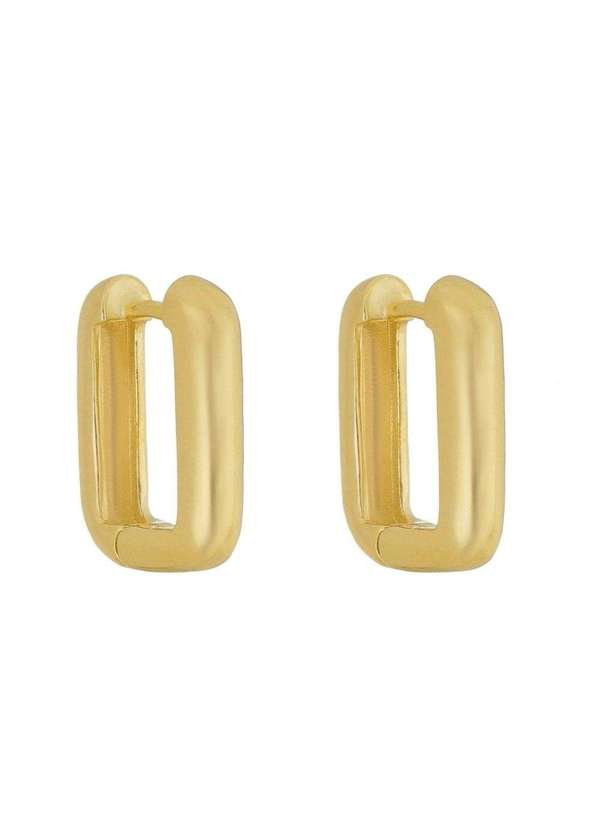 Piuka - Brinco Retangular Helena Lisa M Folheado a Ouro 18k Dourado