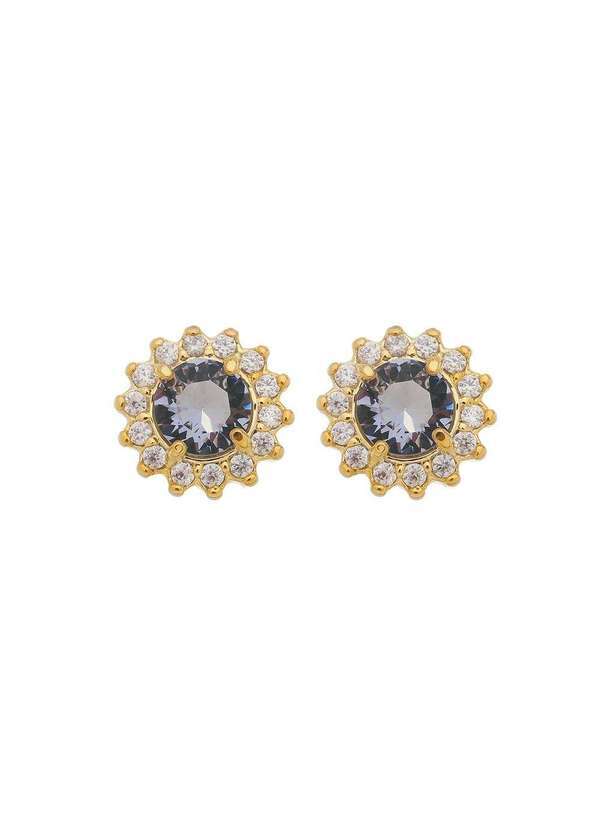Piuka - Brinco Solitario Ponto de Luz Zirconia Folheada a Ouro 18k Dourado