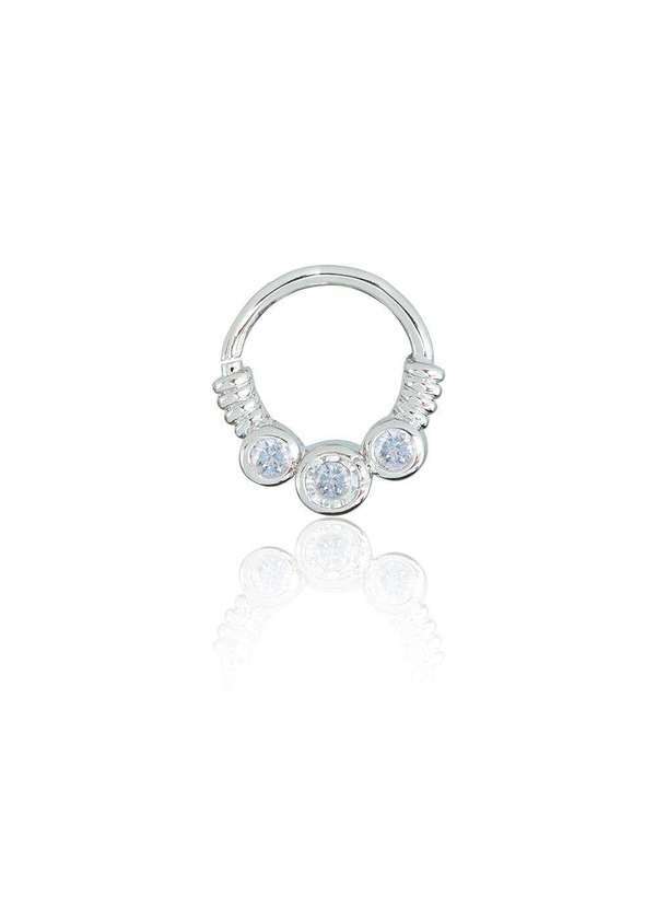 Piuka - Piercing de Furo Argola Torcao 8m Rebeca Zirconia Prata Prata