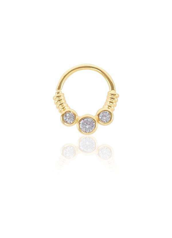 Piuka - Piercing de Furo Argola Torcao 8mm Rebeca Zirconia Dourado Dourado