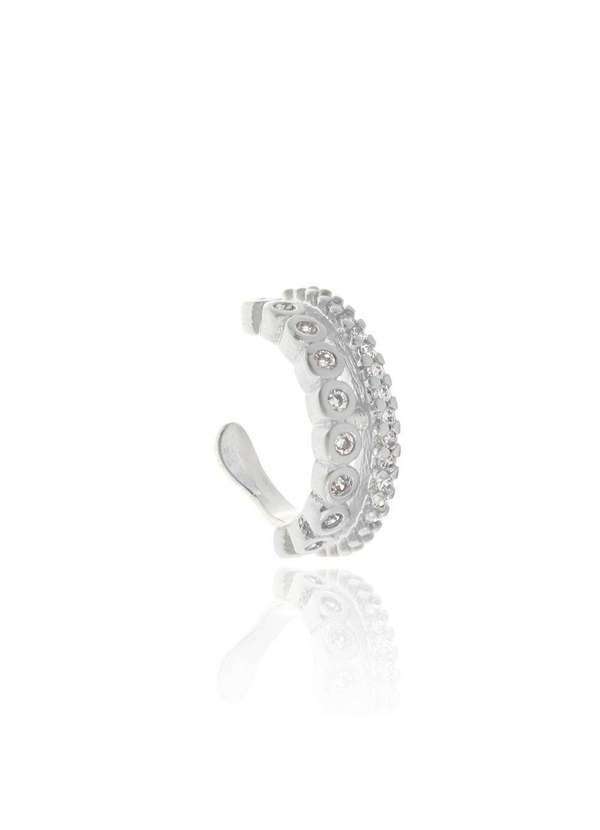 Piuka - Piercing de Pressao 2 Voltas Zirconia Folheado em Rodio Branco Prata