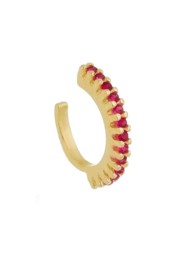 Piuka - Piercing de Pressao Argola Zirconia Pink Folheada a Ouro 18k Dourado