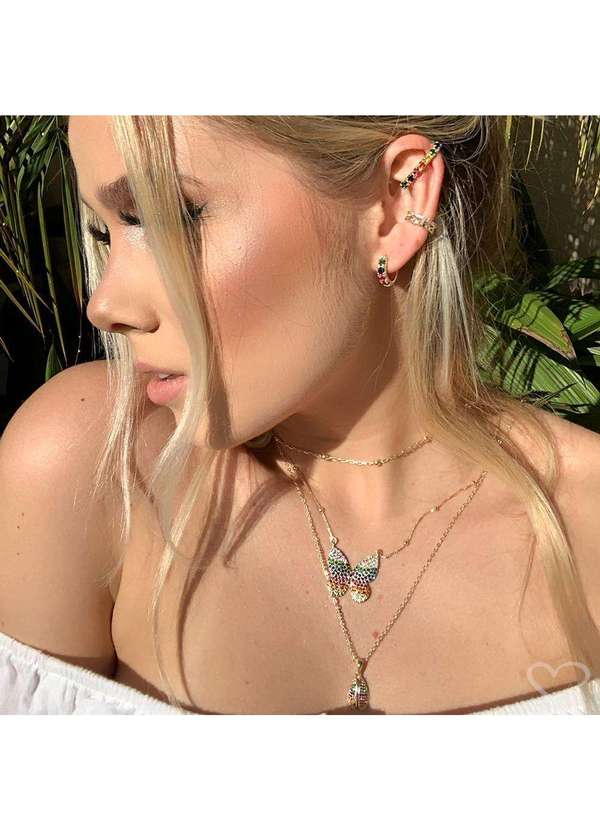 Piuka - Piercing de Pressao Duas Voltas Zirconia Folheada a Ouro 18k Dourado 2