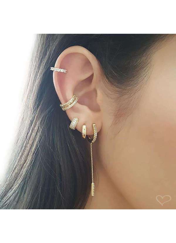 Piuka - Piercing de Pressao Duas Voltas Zirconia Folheada a Ouro 18k Dourado 3