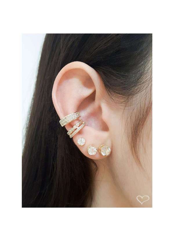 Piuka - Piercing de Pressao Duas Voltas Zirconia Folheada a Ouro 18k Dourado 4