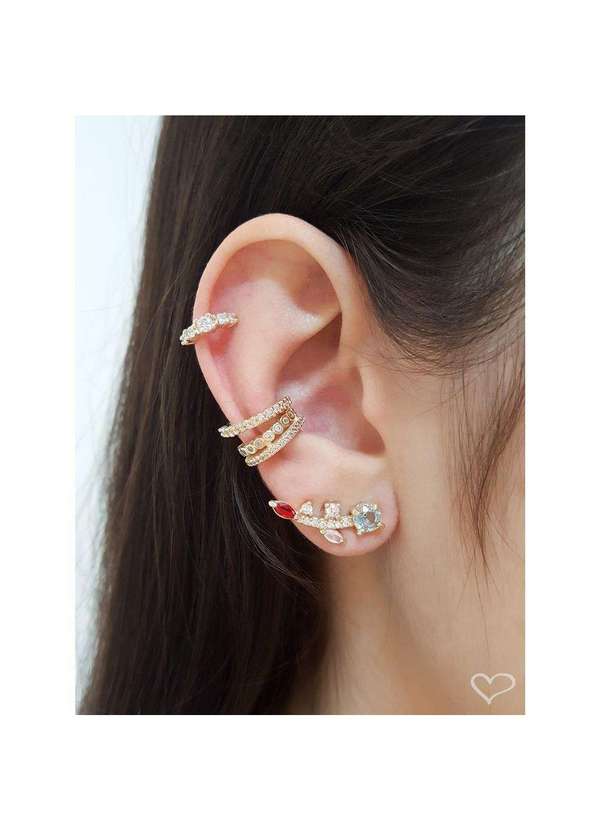 Piuka - Piercing de Pressao Duas Voltas Zirconia Folheada a Ouro 18k Dourado 5