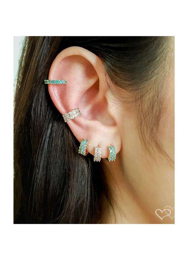 Piuka - Piercing de Pressao Fileiras Zirconia Folheada a Ouro 18k Dourado 3