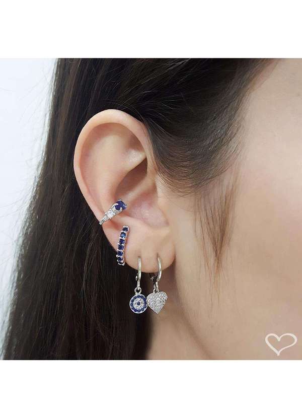 Piuka - Piercing de Pressao Gota Zirconia Folheado em Rodio Branco Prata 2