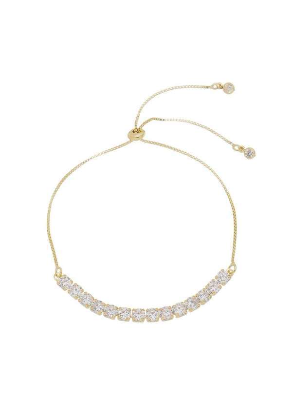 Piuka - Pulseira Ajustavel Folheada a Ouro 18k Riviera Zirconia Media Dourado