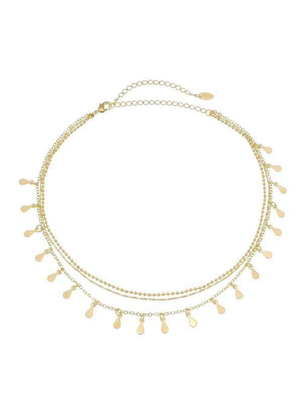 Piuka - Choker 3 Correntes Antonella Mini Gotas Folheada a Ouro 18k Dourado