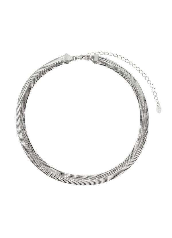 Piuka - Choker Fernanda Malha Grossa Metal Folheada em Rodio Branco Prata