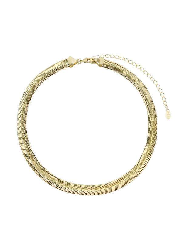 Piuka - Choker Fernanda Malha Metal Larga Folheada a Ouro 18k Dourado