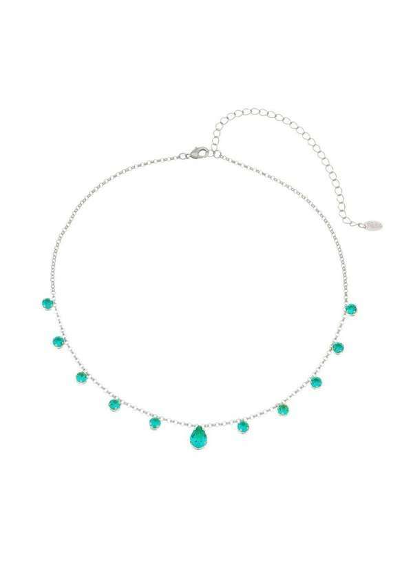 Piuka - Choker Muriel Zirconias Turmalina Folheada em Rodio Branco Prata