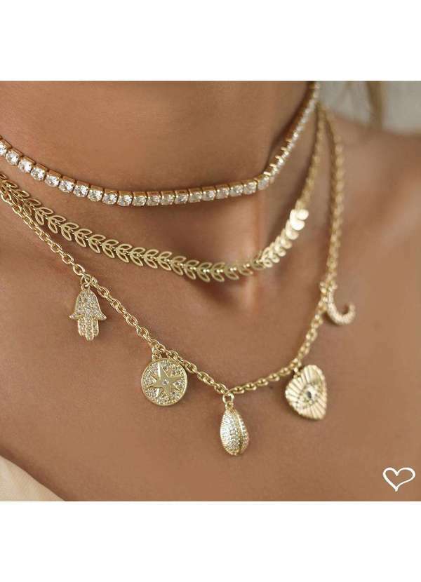 Piuka - Choker Riviera Zirconia Media Folheada a Ouro 18k Dourado 4