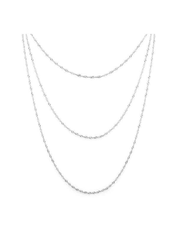 Piuka - Colar 3 Voltas Amelia Folheado em Rodio Branco Prata