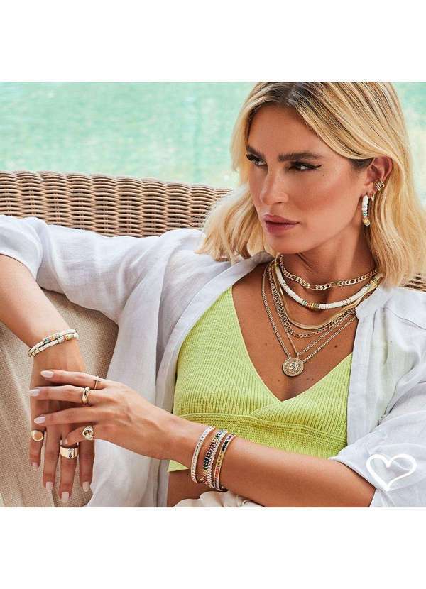 Piuka - Colar 3 Voltas Elos Malha de Metal Folheada a Ouro 18k Dourado 2