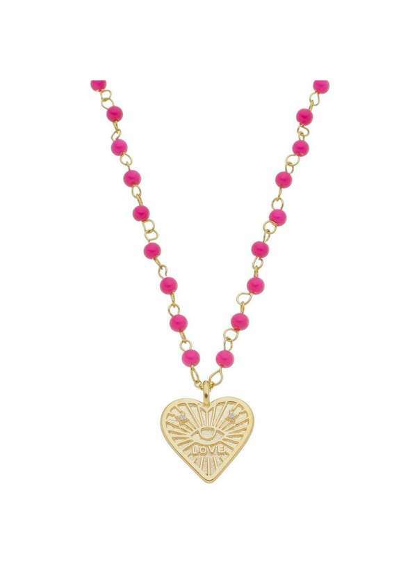 Piuka - Colar Coracao Olho Grego Zirconia Murano Folheada a Ouro 18k Dourado