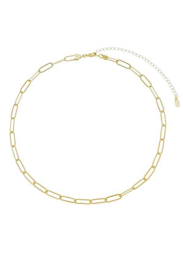Piuka - Colar Curto Lais Elos Texturizados Folheado a Ouro 18k Dourado