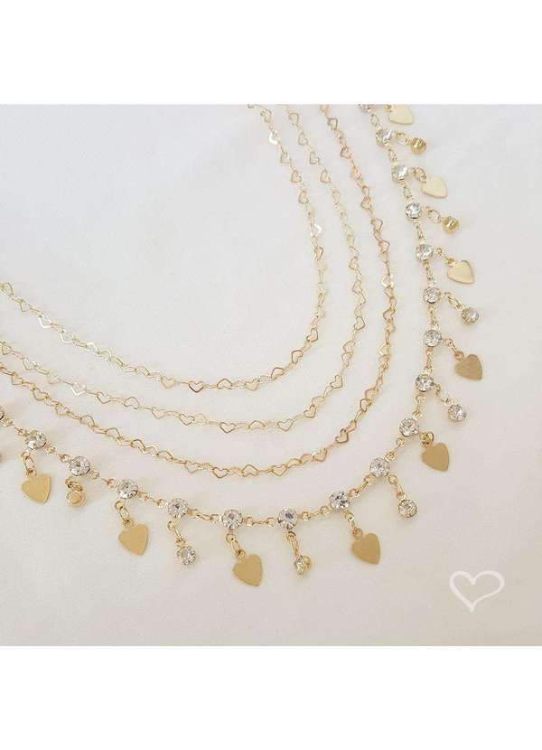 Piuka - Colar Curto Mirela Mini Coracoes Folheado a Ouro 18k Dourado 6