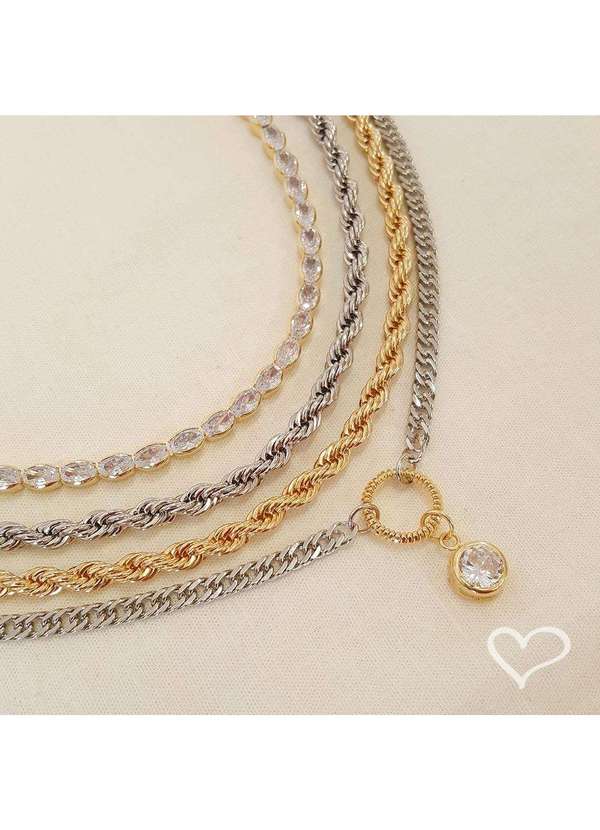 Piuka - Colar Curto Priscila Cordao Baiano Folheado em Rodio Branco Prata 2